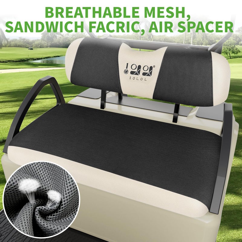 10L0L Golf Cart Seat Covers Kit - Universal Fit for EZGO TXT/RXV Front Seats | Breathable Mesh Fabric | Easy Installation | Black & Beige (No Staples Required)â€‹â€‹ - Image 4